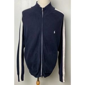 VTG Polo Ralph Lauren pima cotton stripe zip-up sport track jacket coat, XL